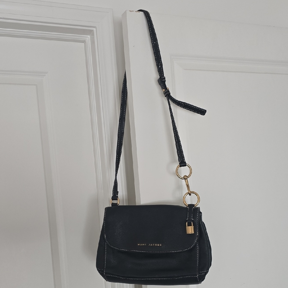 Marc Jacobs Navy Crossbody Bag with Gold Accents